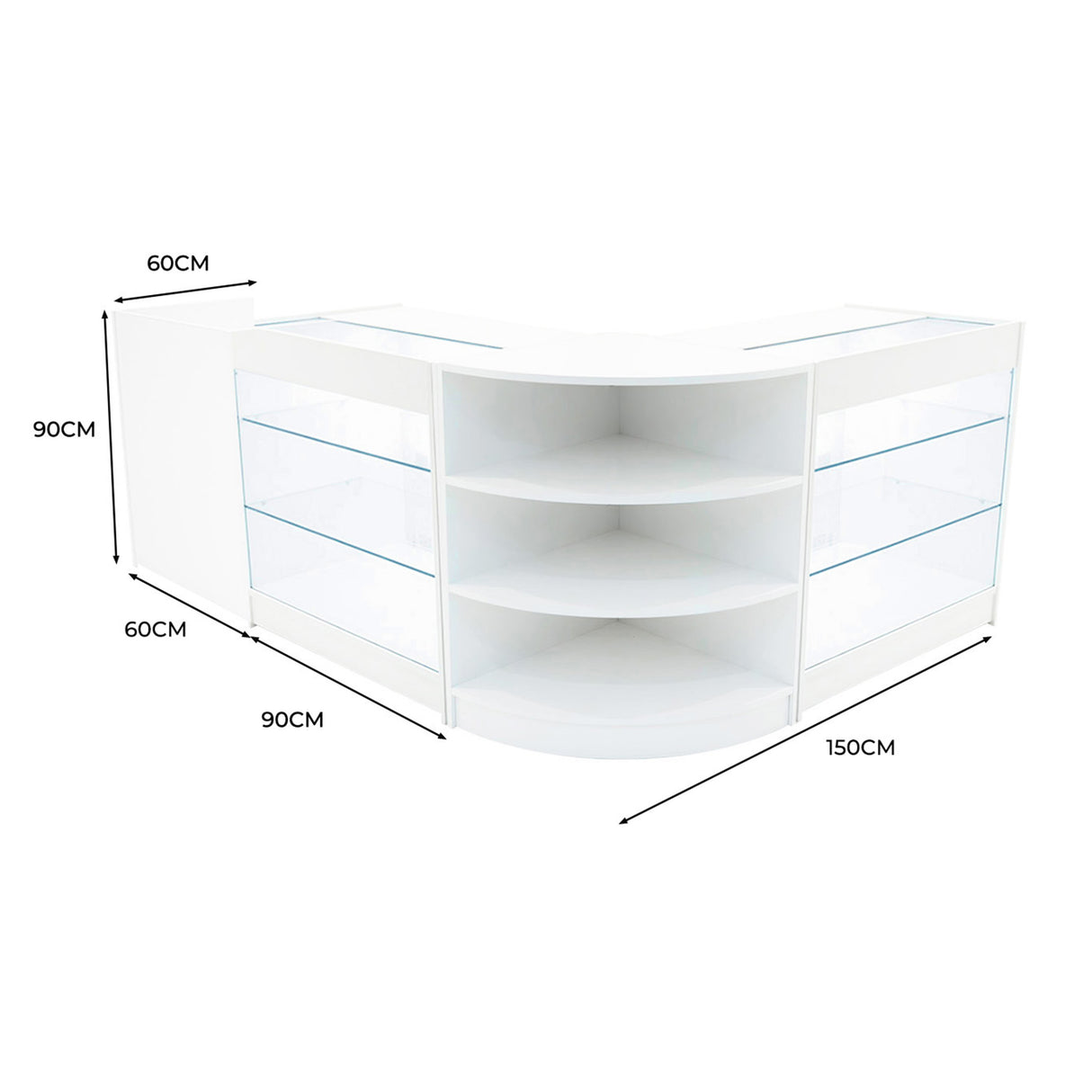 "ASTRO" Set med LED-belysta Butiksmoduler LM60 + 2xK900 + TB60 – Vit