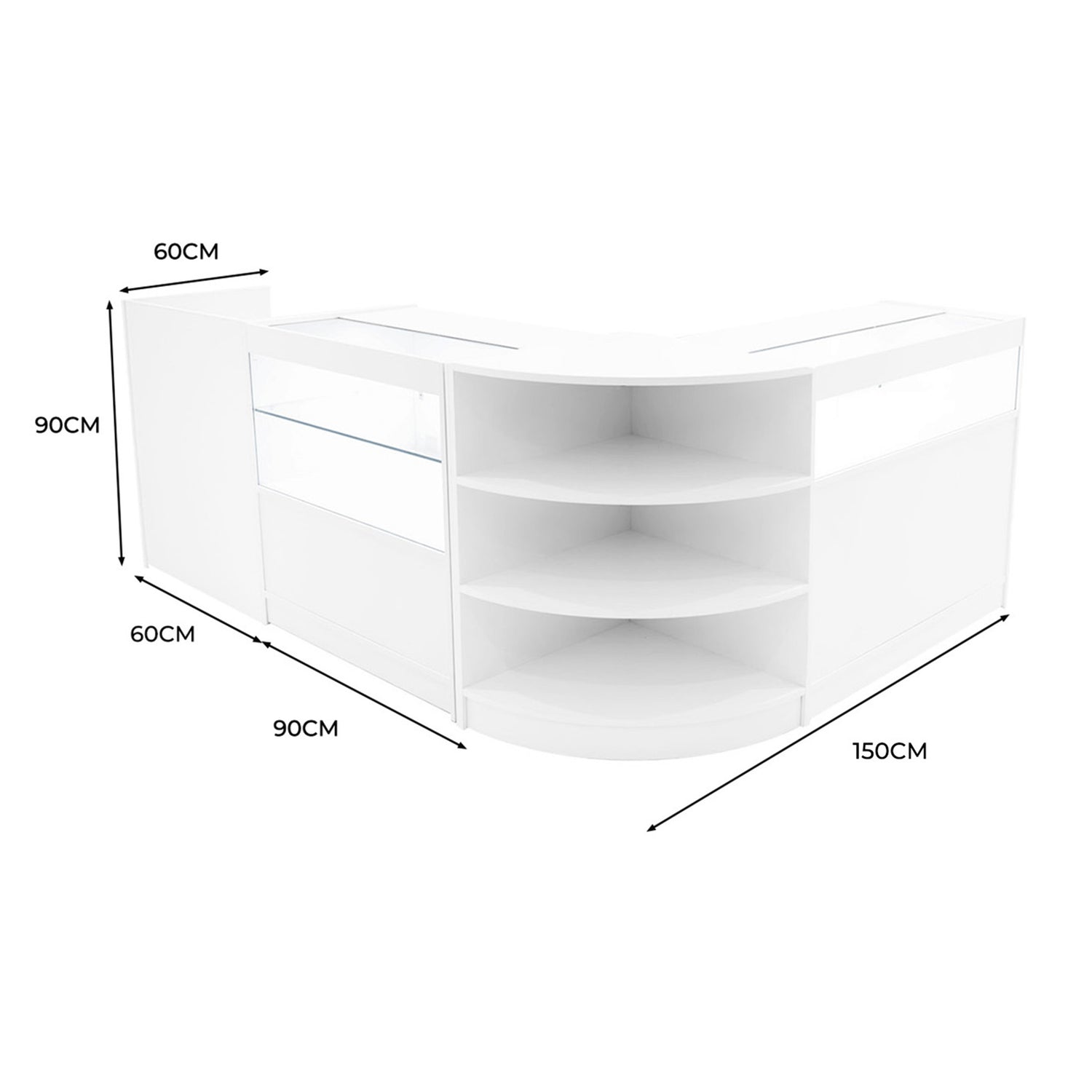 "EUROPA" Set med LED-belysta Butiksmoduler LM60 + B900 + C900 + TB60 – Vit
