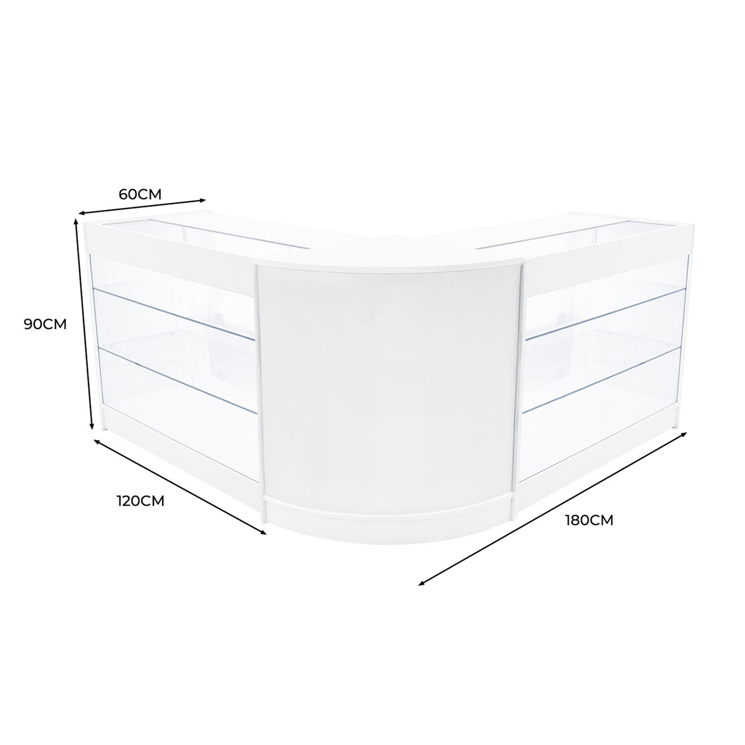 "HELIOS" Set med LED-belysta Butiksmoduler CM60+ 2x K1200 – Vit