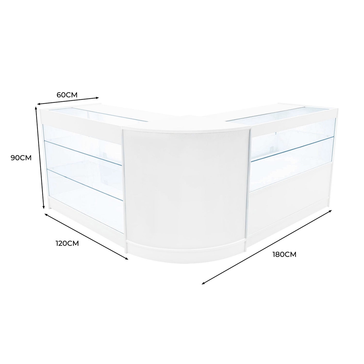 "HERA" Set med LED-belysta Butiksmoduler CM60+K1200+C1200 – Vit