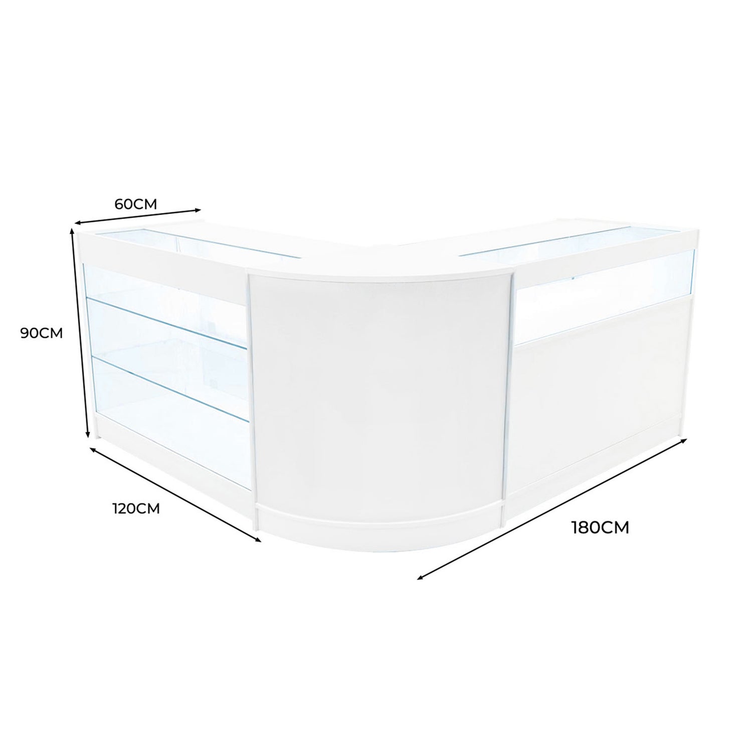 "TRITON" Set med LED-belysta Butiksmoduler CM60+K1200+B1200 – Vit