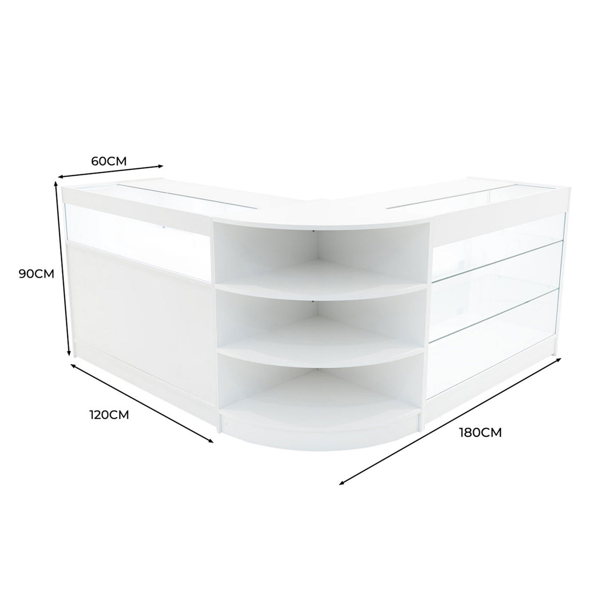 "DEMETER" Set med LED-belysta Butiksmoduler LM60+K1200+B1200 – Vit