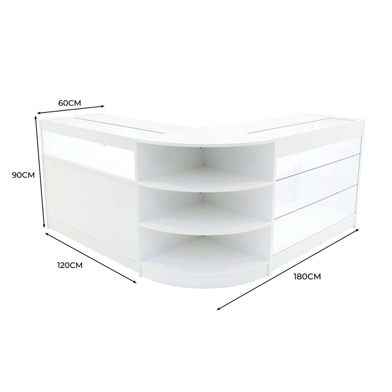 "DEMETER" Set med LED-belysta Butiksmoduler LM60+K1200+B1200 – Vit