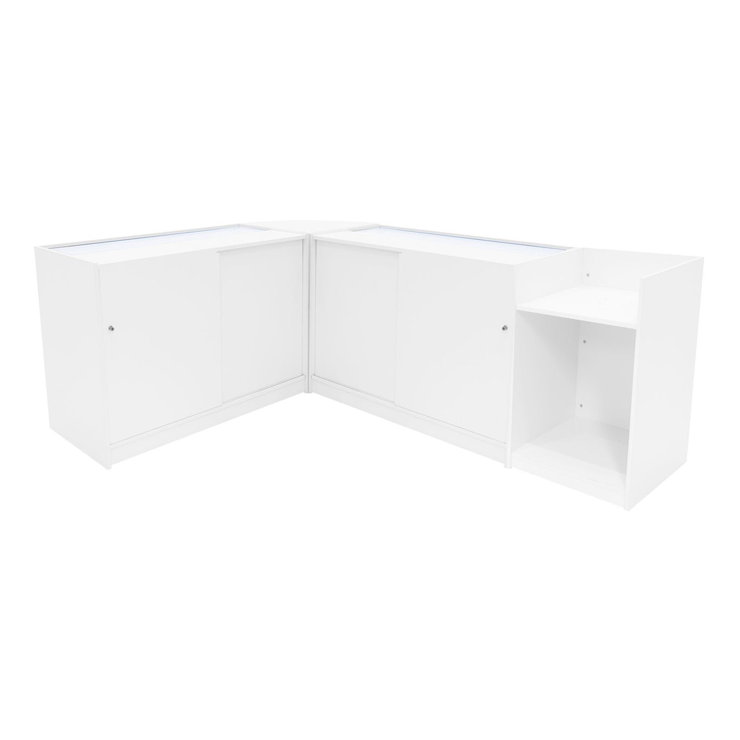 "ARIES" Set med LED-belysta Butiksmoduler CM60 + 2xK1200 + TB60 – Vit