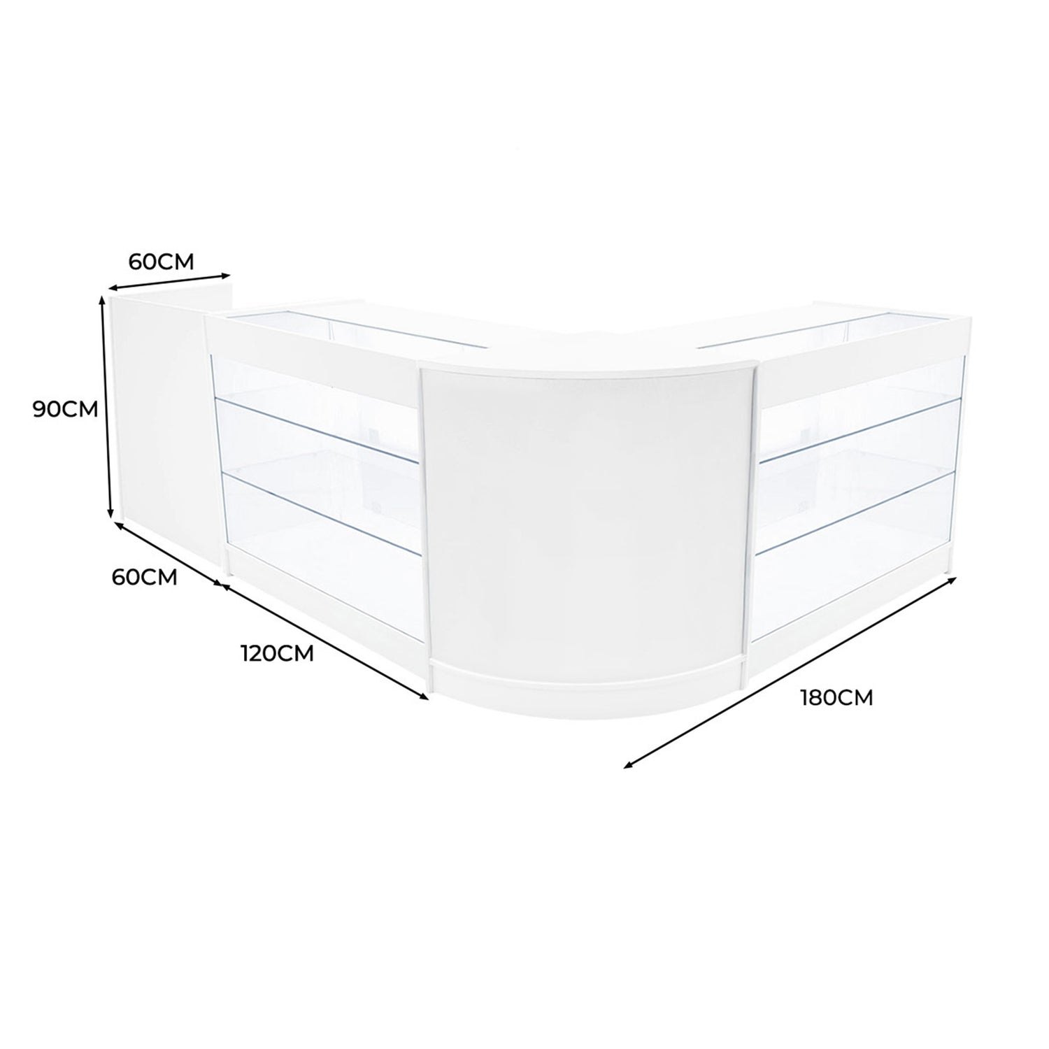 "ARIES" Set med LED-belysta Butiksmoduler CM60 + 2xK1200 + TB60 – Vit
