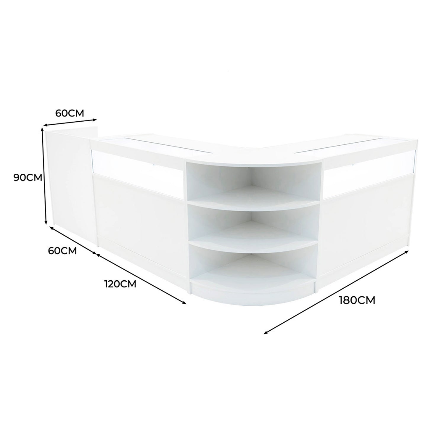 "SAGITTARIUS " Set med LED-belysta Butiksmoduler LM60 + 2xB1200 + TB60 – Vit