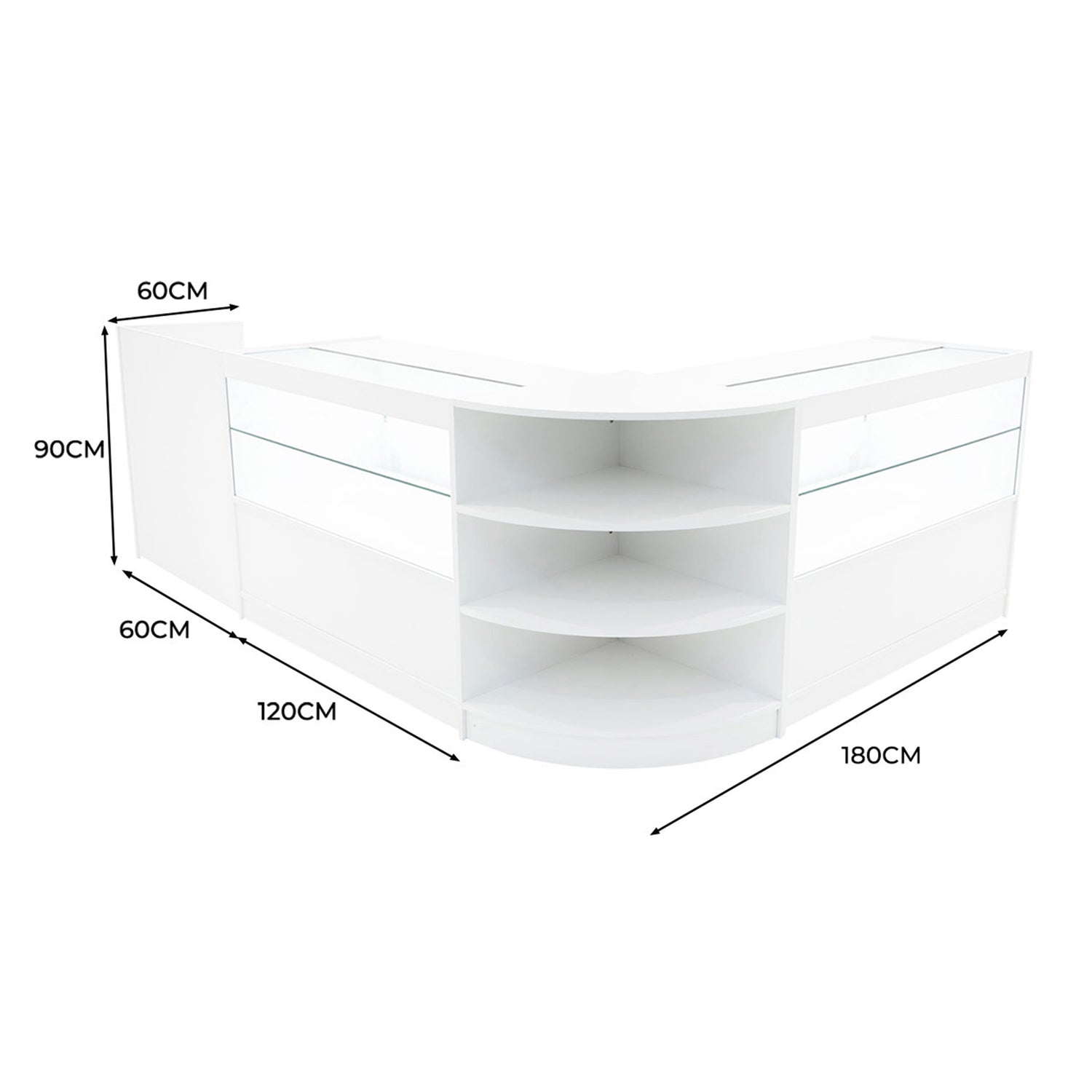 "ECLIPSE" Set med LED-belysta Butiksmoduler LM60 + 2xC1200 + TB60 – Vit
