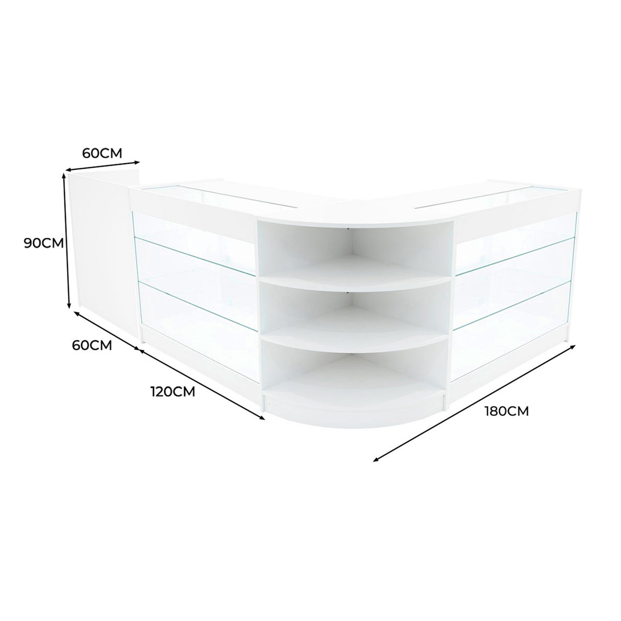 "ASTRO" Set med LED-belysta Butiksmoduler LM60 + 2xK1200 + TB60 – Vit
