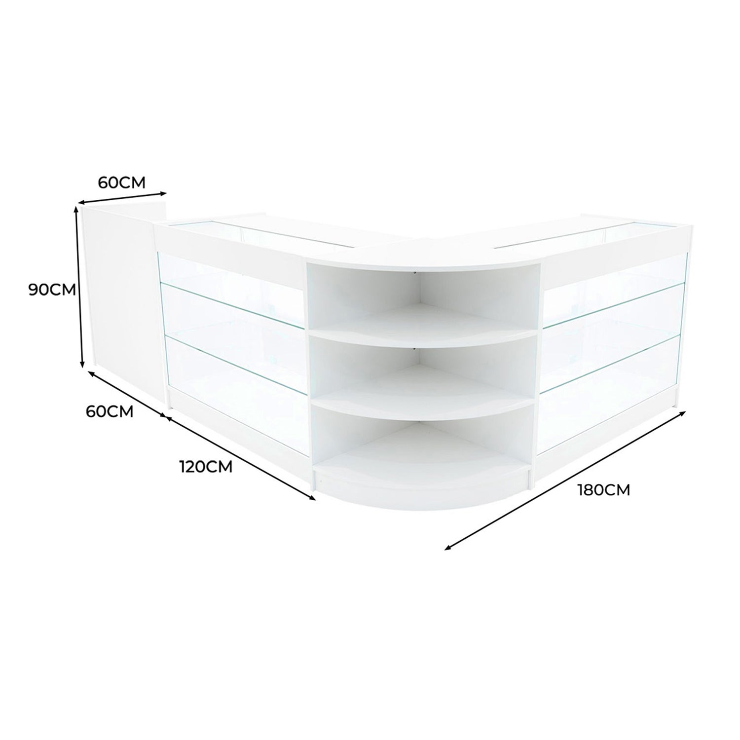 "ASTRO" Set med LED-belysta Butiksmoduler LM60 + 2xK1200 + TB60 – Vit