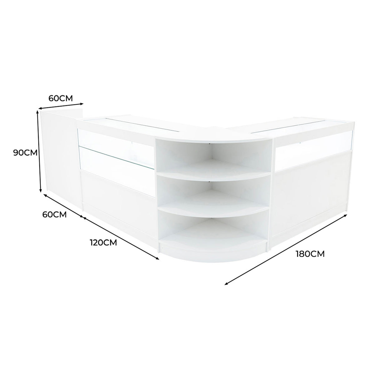 "EUROPA" Set med LED-belysta Butiksmoduler LM60 + B1200 + C1200 + TB60 – Vit