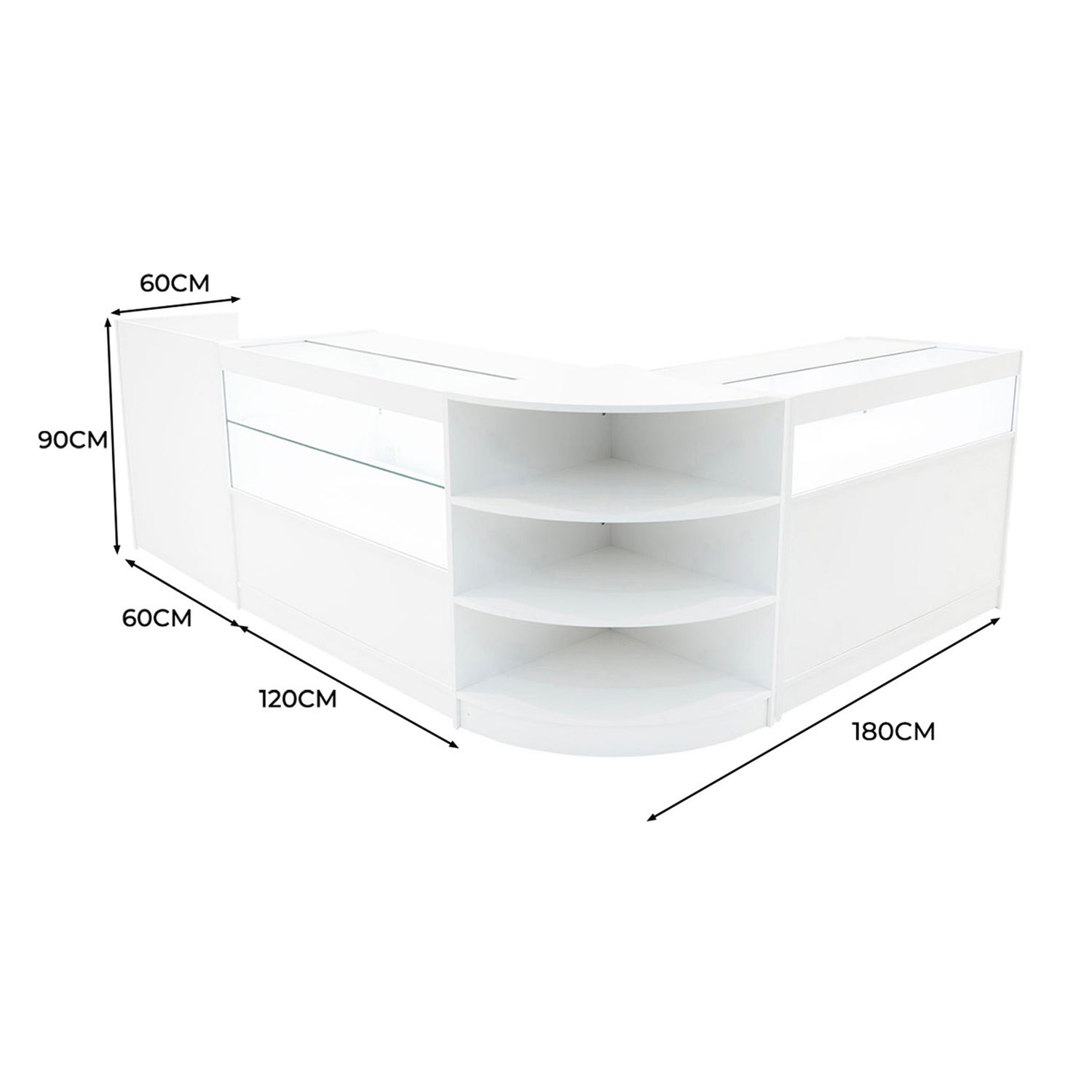 "EUROPA" Set med LED-belysta Butiksmoduler LM60 + B1200 + C1200 + TB60 – Vit