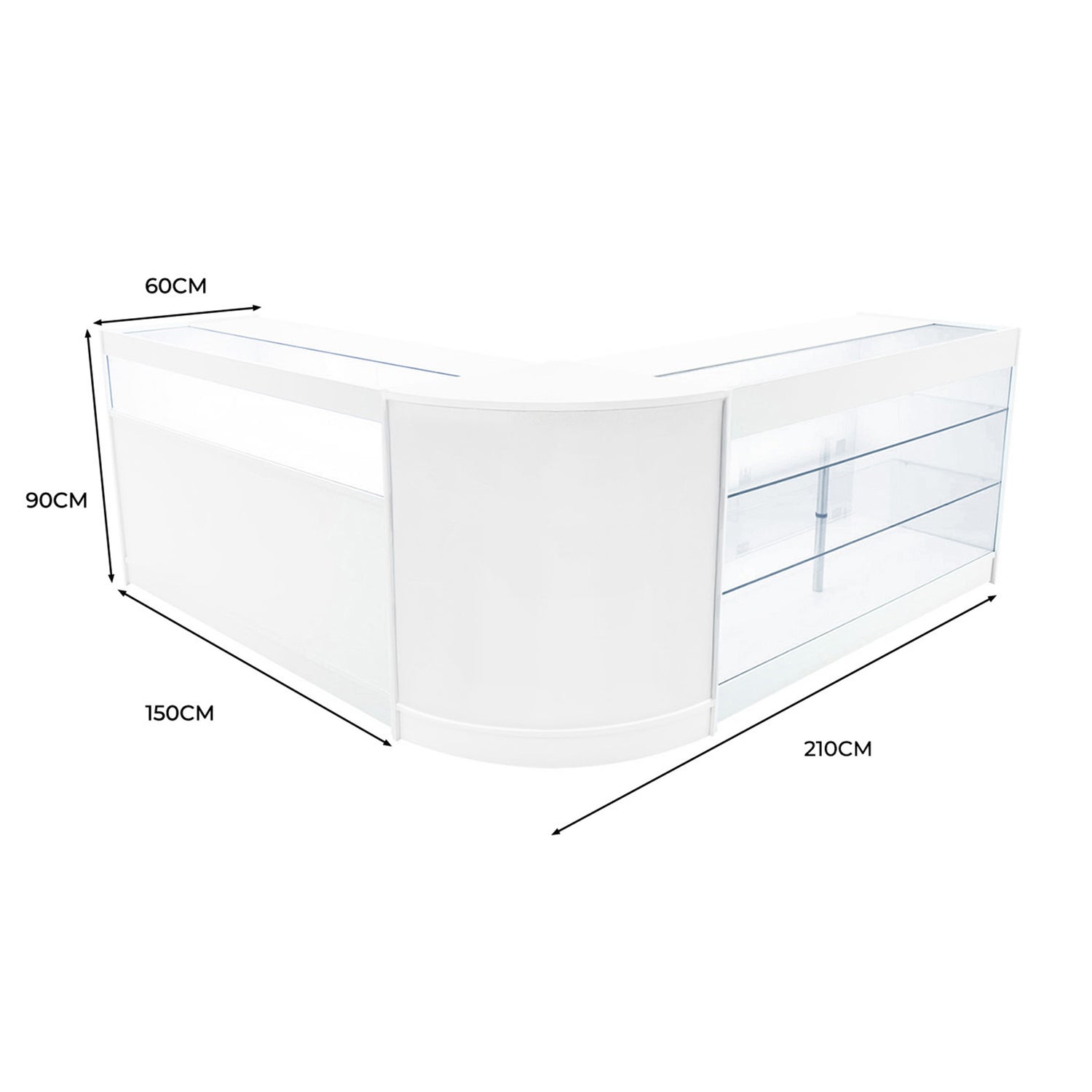 "TRITON" Set med LED-belysta Butiksmoduler CM60+K1500+B1500 – Vit