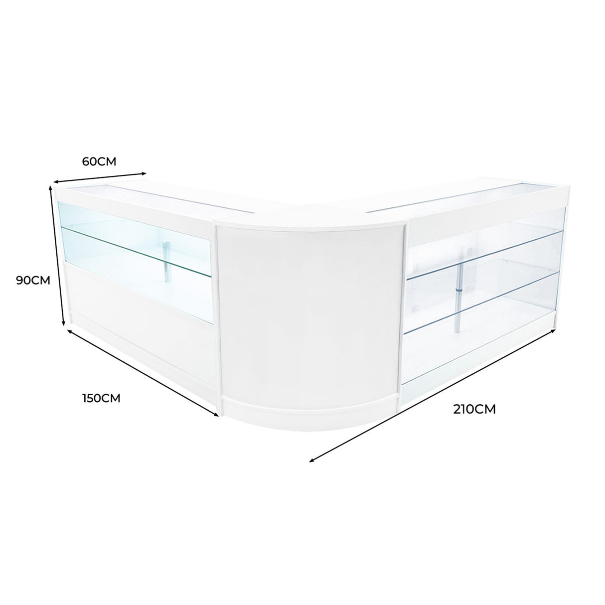 "HERA" Set med LED-belysta Butiksmoduler CM60+K1500+C1500 – Vit