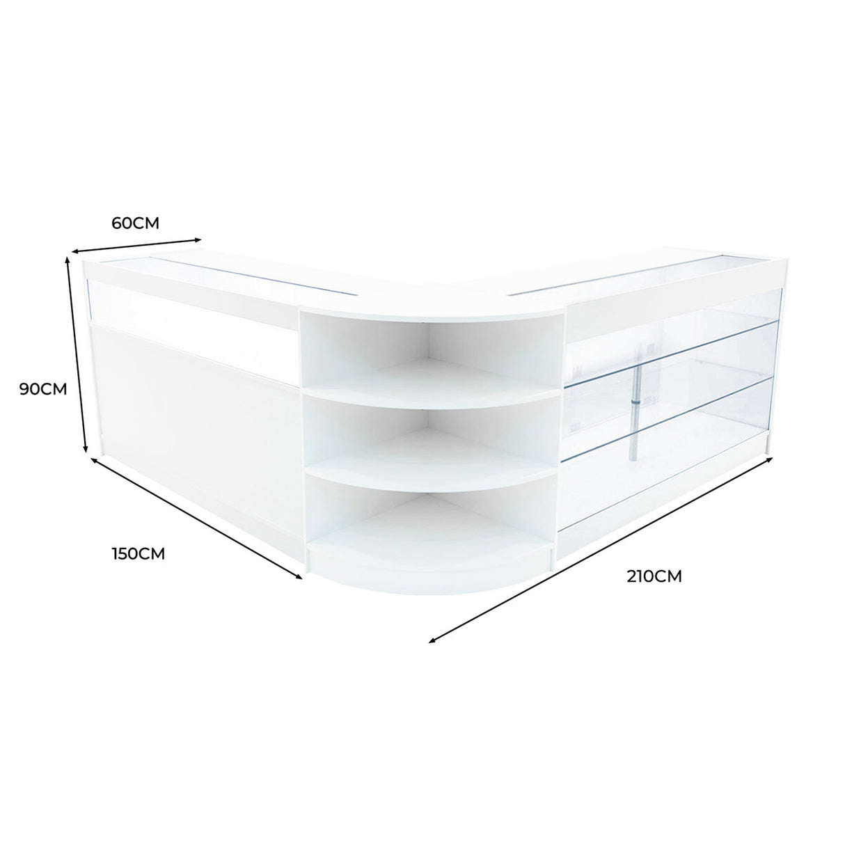 "DEMETER" Set med LED-belysta Butiksmoduler LM60+K1500+B1500 – Vit