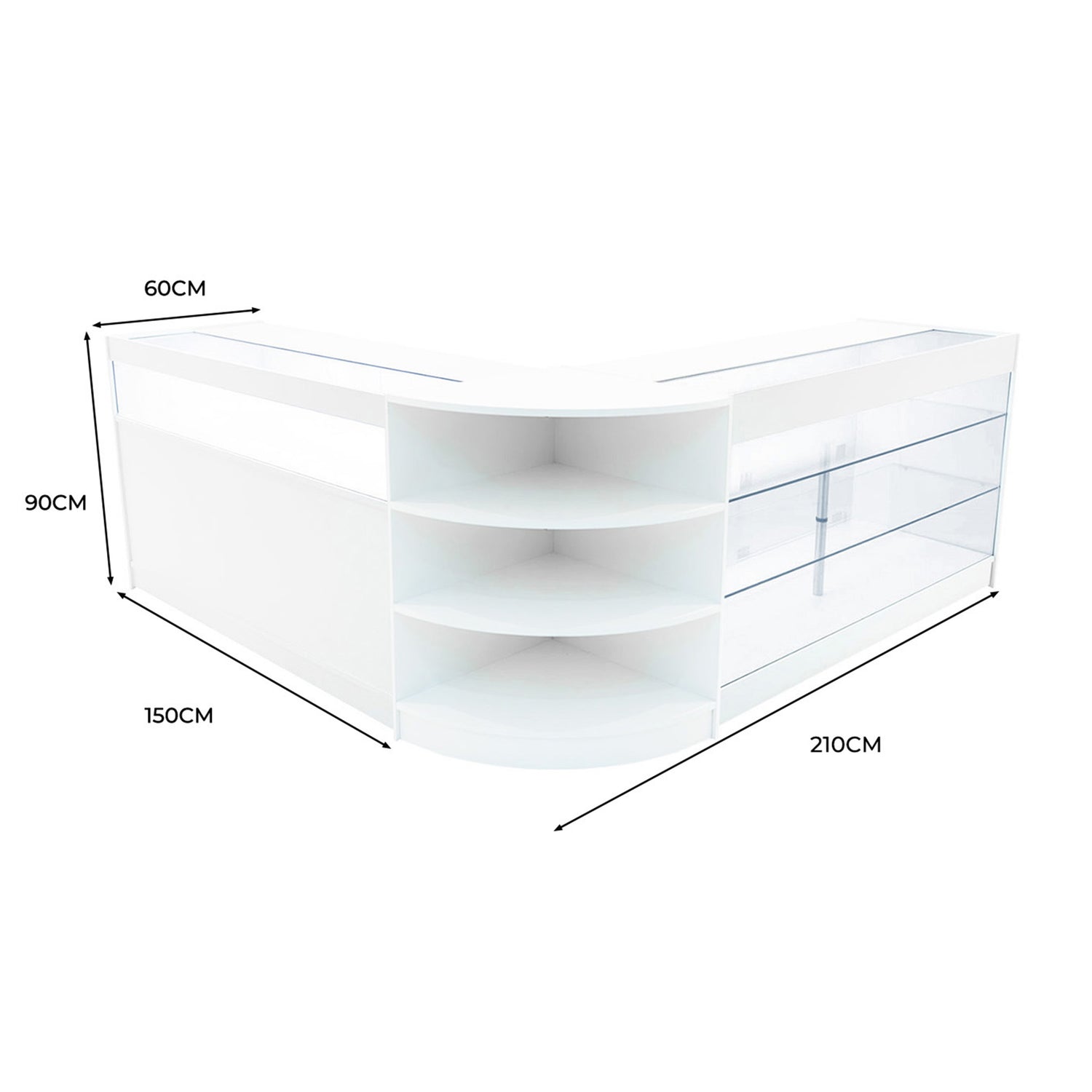 "DEMETER" Set med LED-belysta Butiksmoduler LM60+K1500+B1500 – Vit