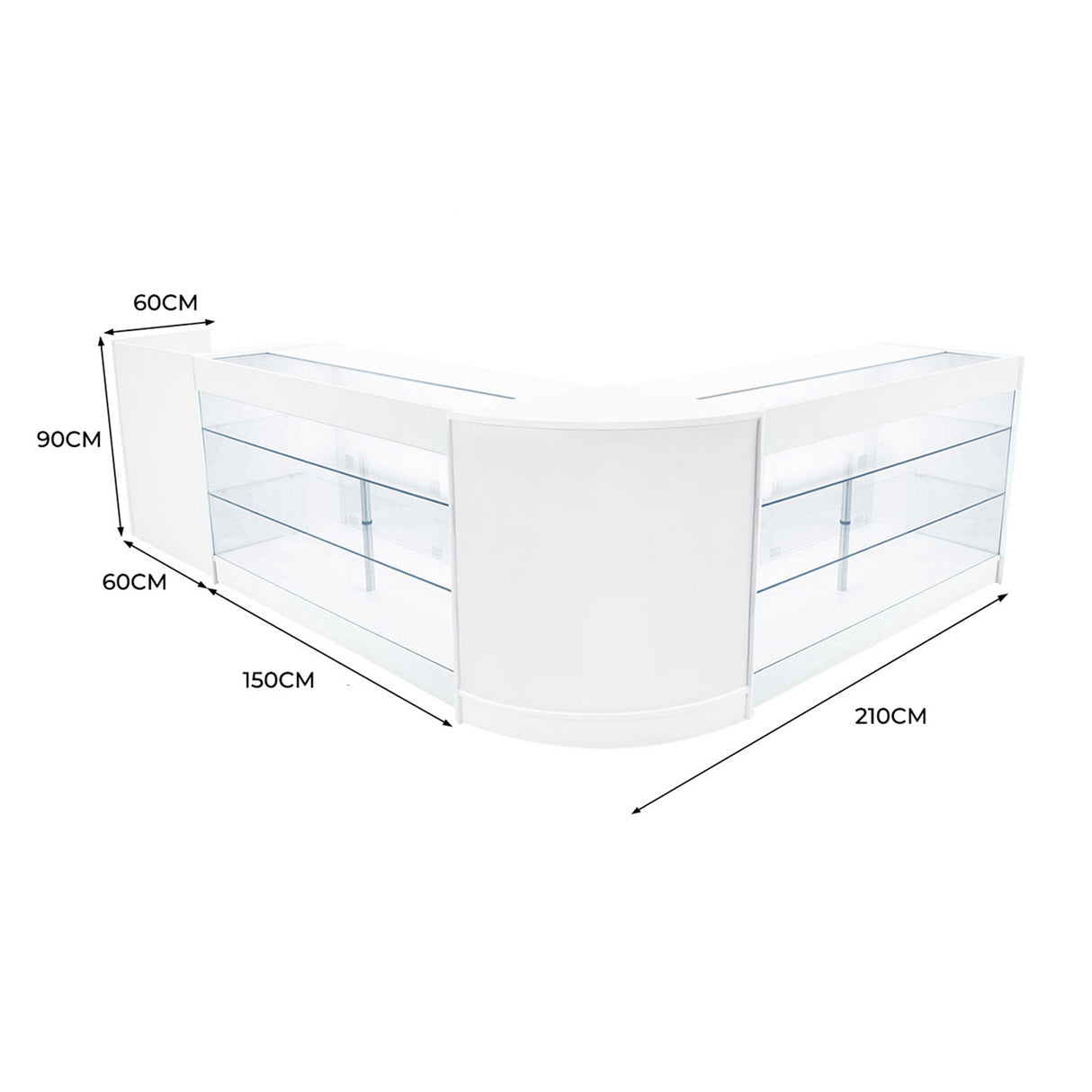 "ARIES" Set med LED-belysta Butiksmoduler CM60 + 2xK1500 + TB60 – Vit
