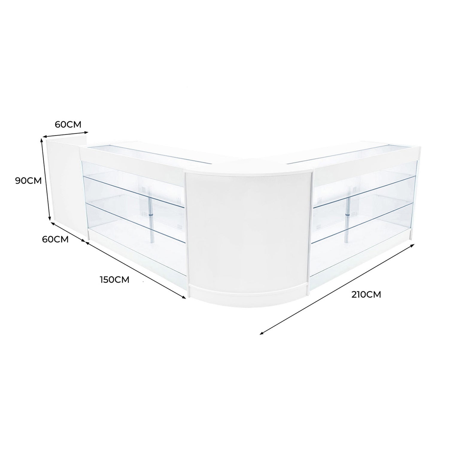 "ARIES" Set med LED-belysta Butiksmoduler CM60 + 2xK1500 + TB60 – Vit