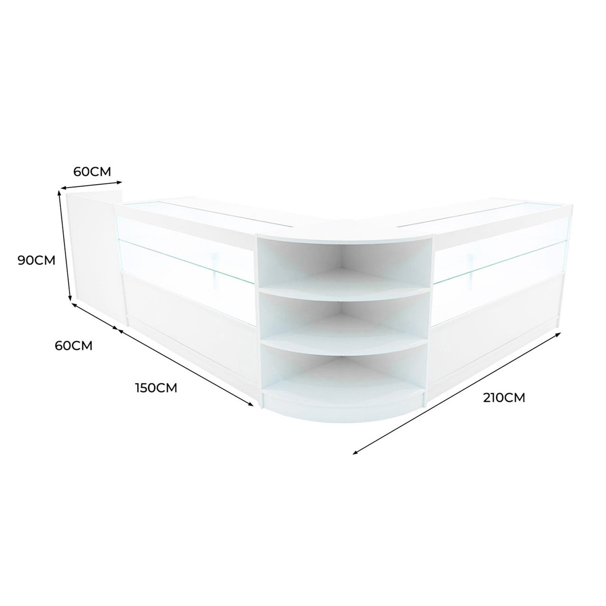 "ECLIPSE" Set med LED-belysta Butiksmoduler LM60 + 2xC1500 + TB60 – Vit