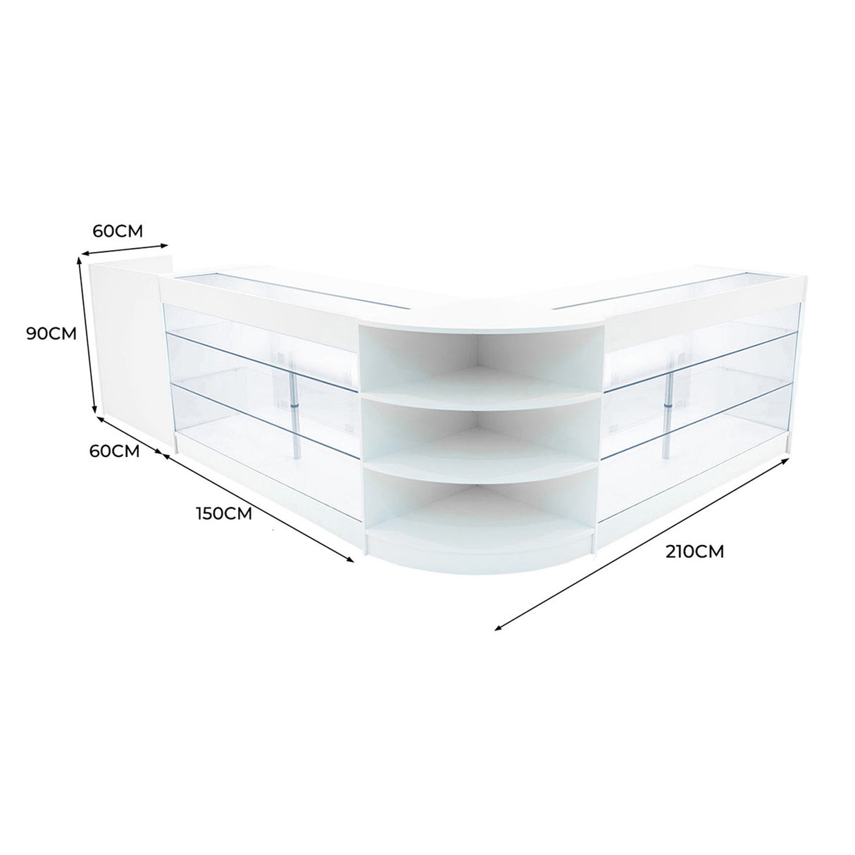 "ASTRO" Set med LED-belysta Butiksmoduler LM60 + 2xK1500 + TB60 – Vit
