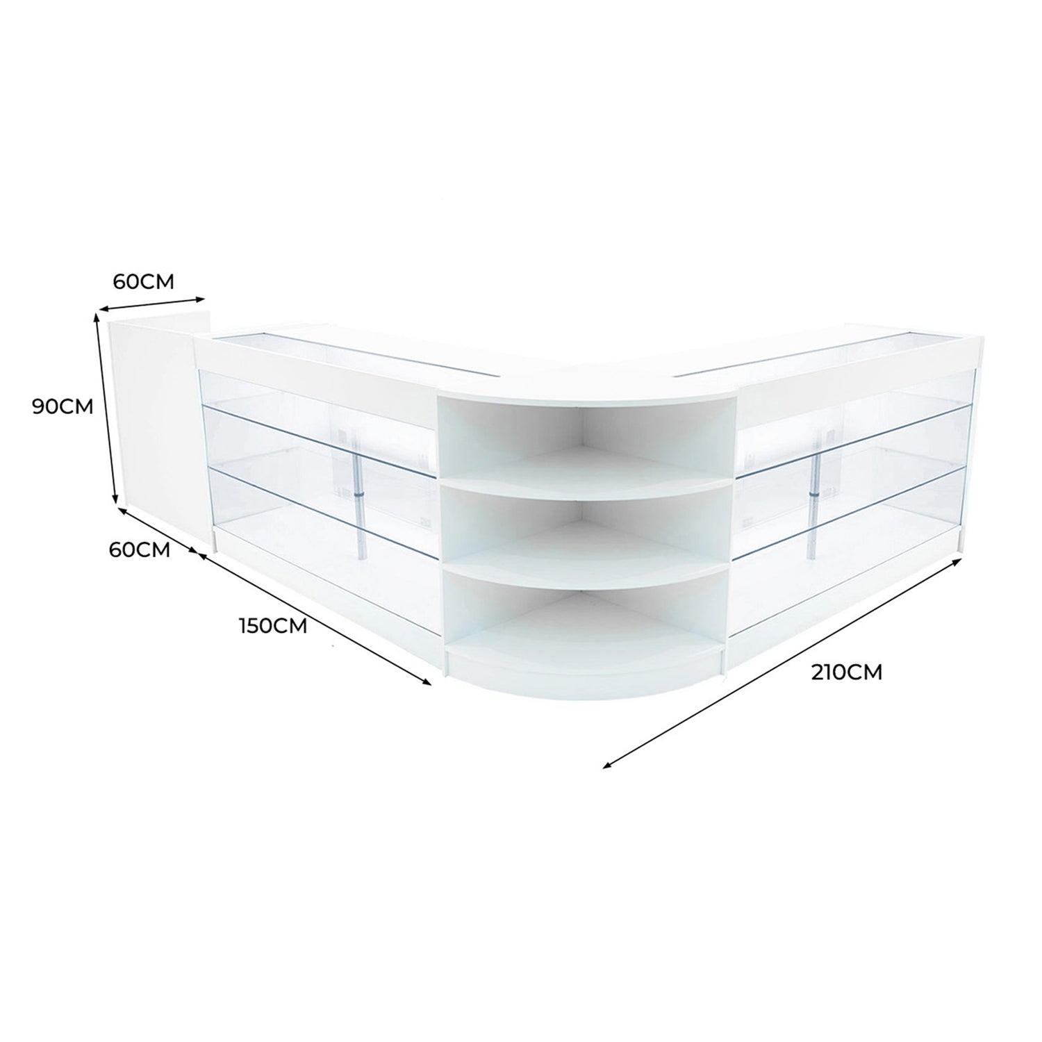 "ASTRO" Set med LED-belysta Butiksmoduler LM60 + 2xK1500 + TB60 – Vit