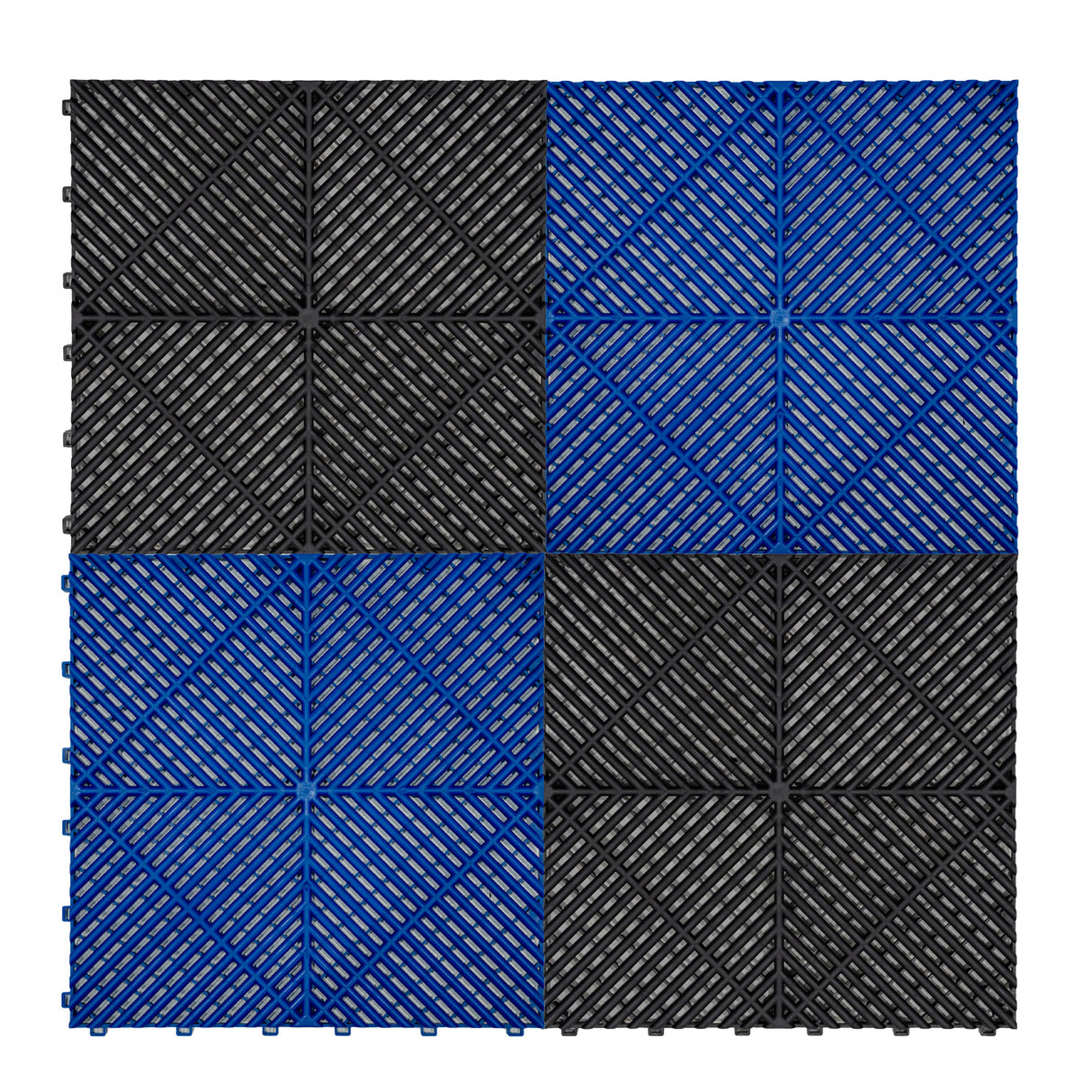 Polypropenplattor med ventilationskanaler (120 enheter) och kanter - Svart (60) och Blå (60)