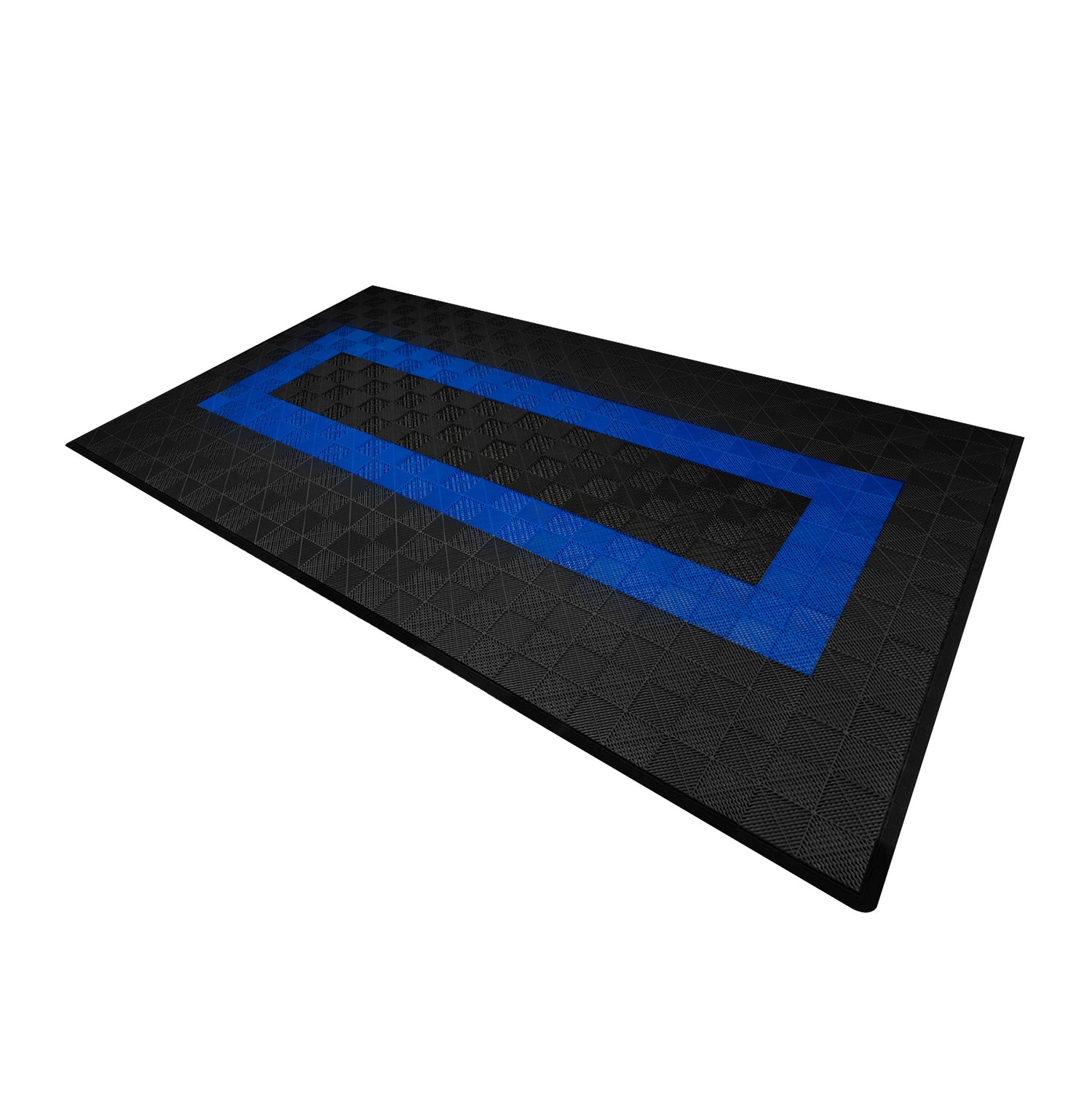 Polypropenplattor med ventilationskanaler (120 enheter) och kanter - Svart (90) och Blå (30)