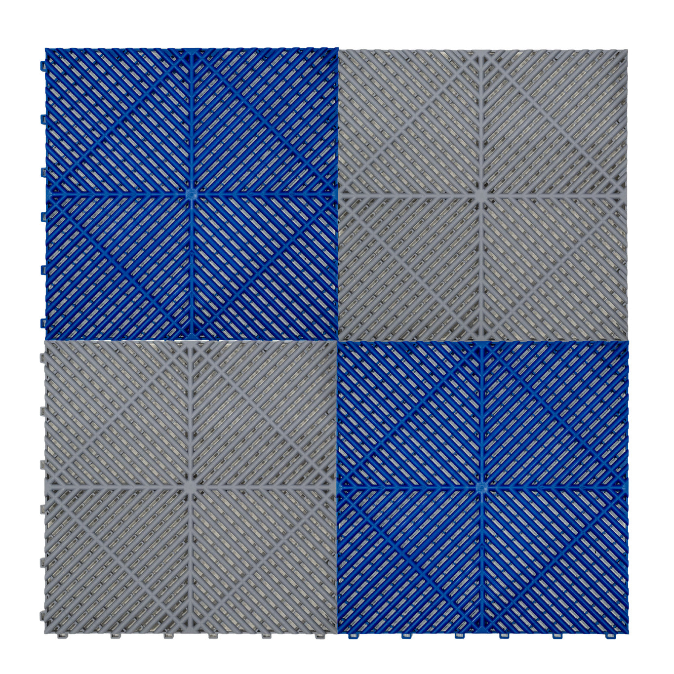 Polypropenplattor med ventilationskanaler (240 enheter) och kanter - Grå (120) och Blå (120)