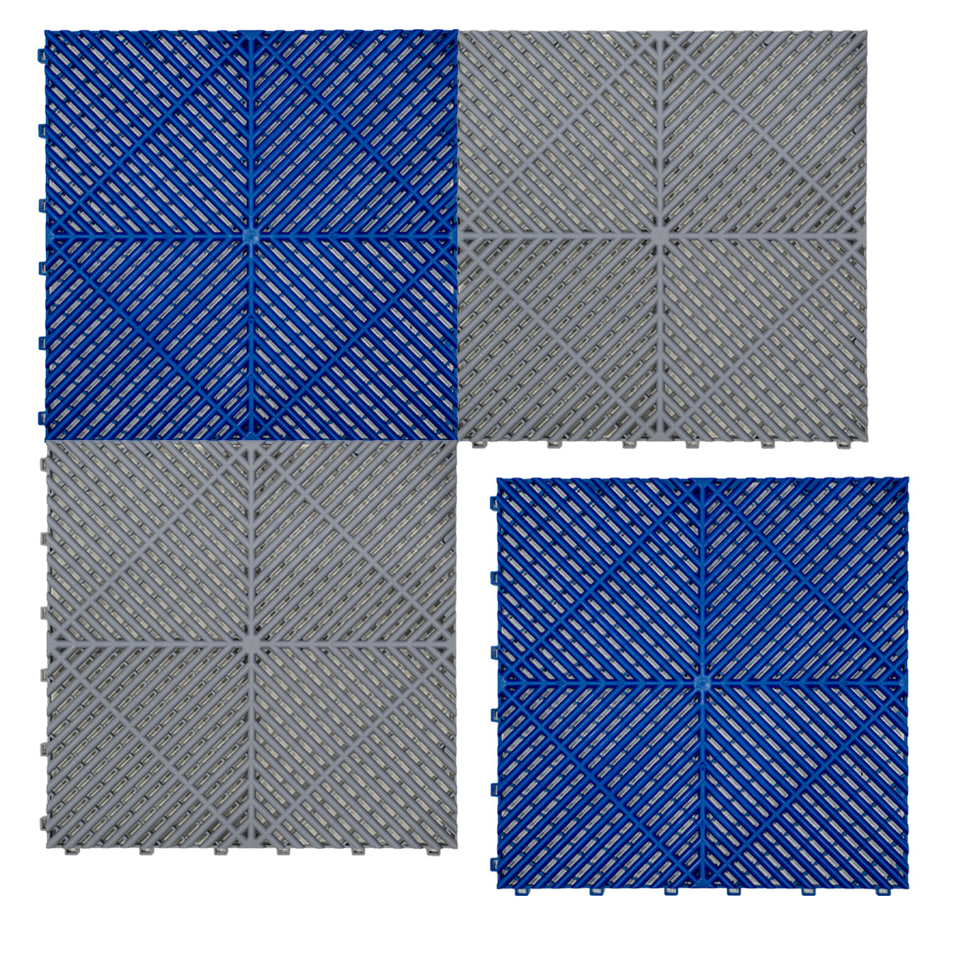 Polypropenplattor med ventilationskanaler (240 enheter) och kanter - Grå (120) och Blå (120)