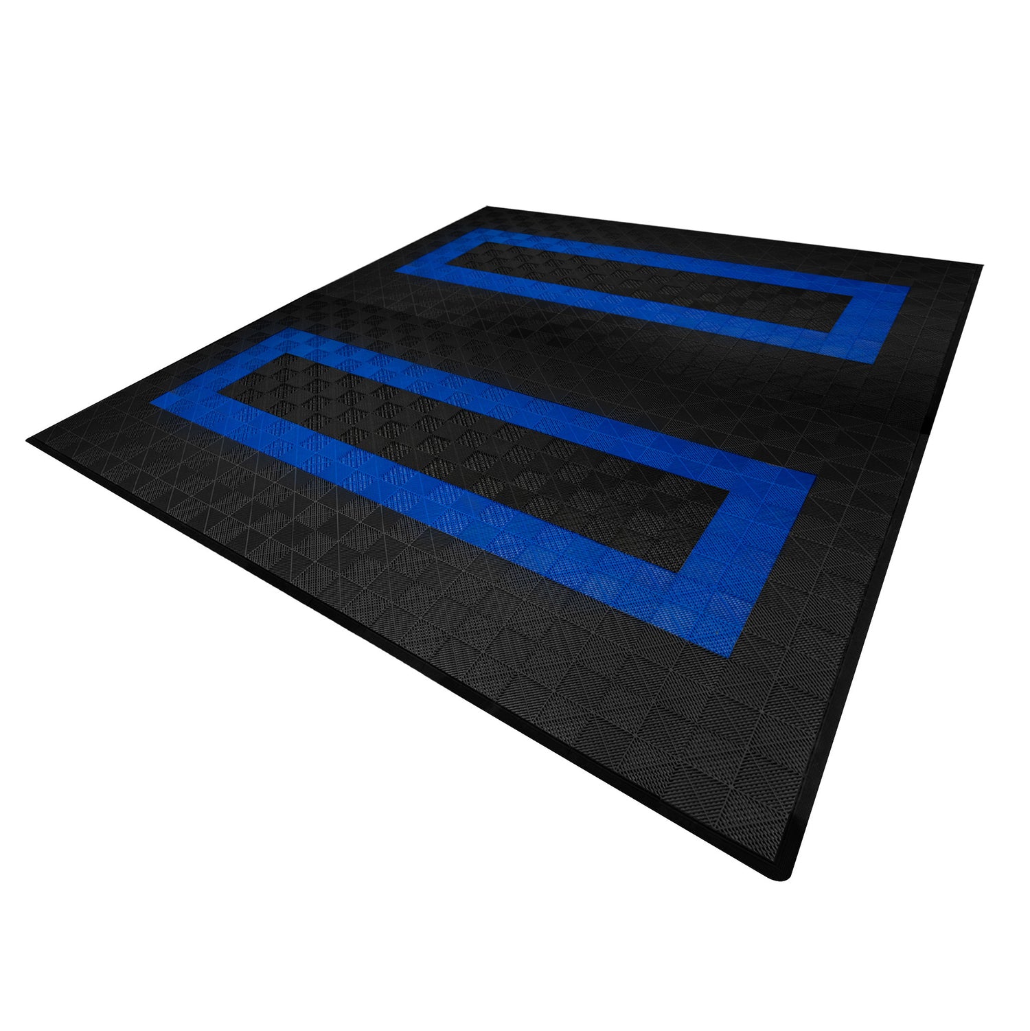 Polypropenplattor med ventilationskanaler (225enheter) och kanter - Svart (165) och Blå (60)