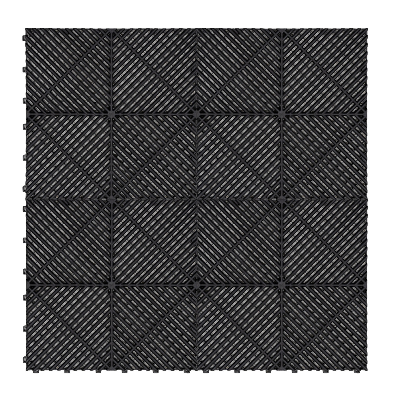 Polypropenplattor med ventilationskanaler (120 enheter) och kanter - Svart + Hexagonal LED-taklampa