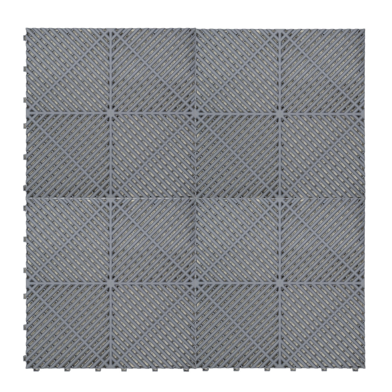 Polypropenplattor med ventilationskanaler (120 enheter) och kanter - Grå + Hexagonal LED-taklampa