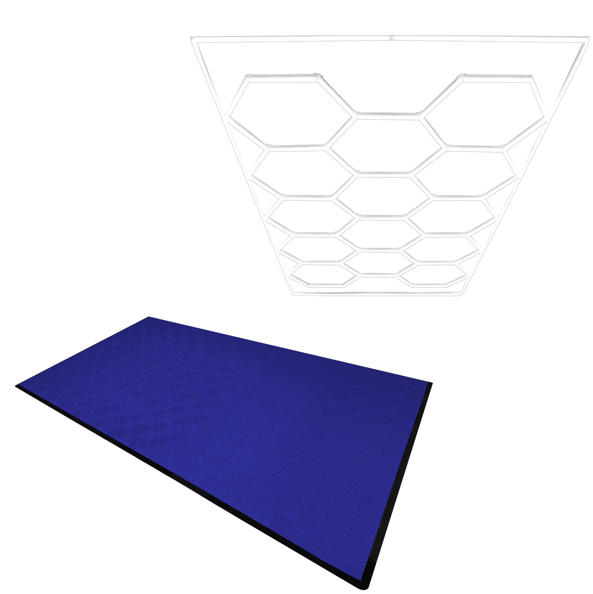 Polypropenplattor med ventilationskanaler (120 enheter) och kanter - Blå+ Hexagonal LED-taklampa