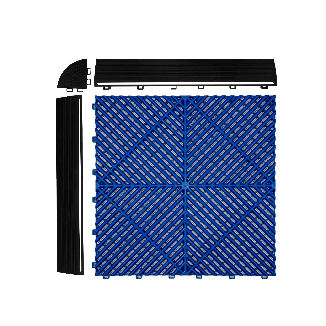 Polypropenplattor med ventilationskanaler (120 enheter) och kanter - Blå+ Hexagonal LED-taklampa