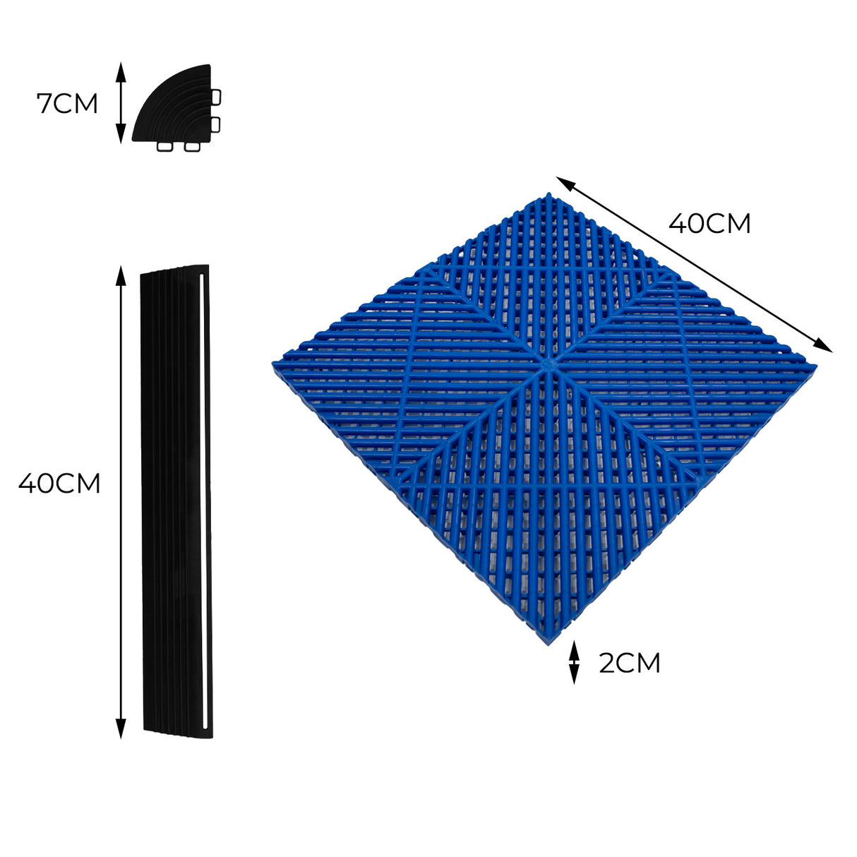 Polypropenplattor med ventilationskanaler (120 enheter) och kanter - Blå+ Hexagonal LED-taklampa