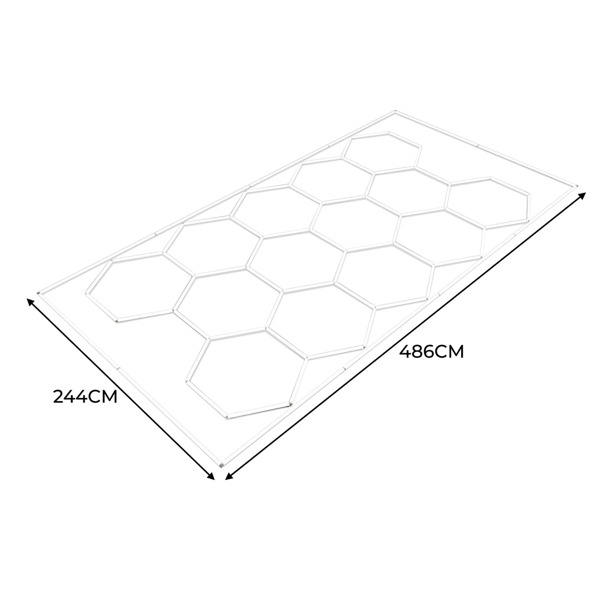 Polypropenplattor med ventilationskanaler (240 enheter) och kanter - Svart (x120) och Grå (x120) + Hexagonal LED-taklampa (2 enheter)