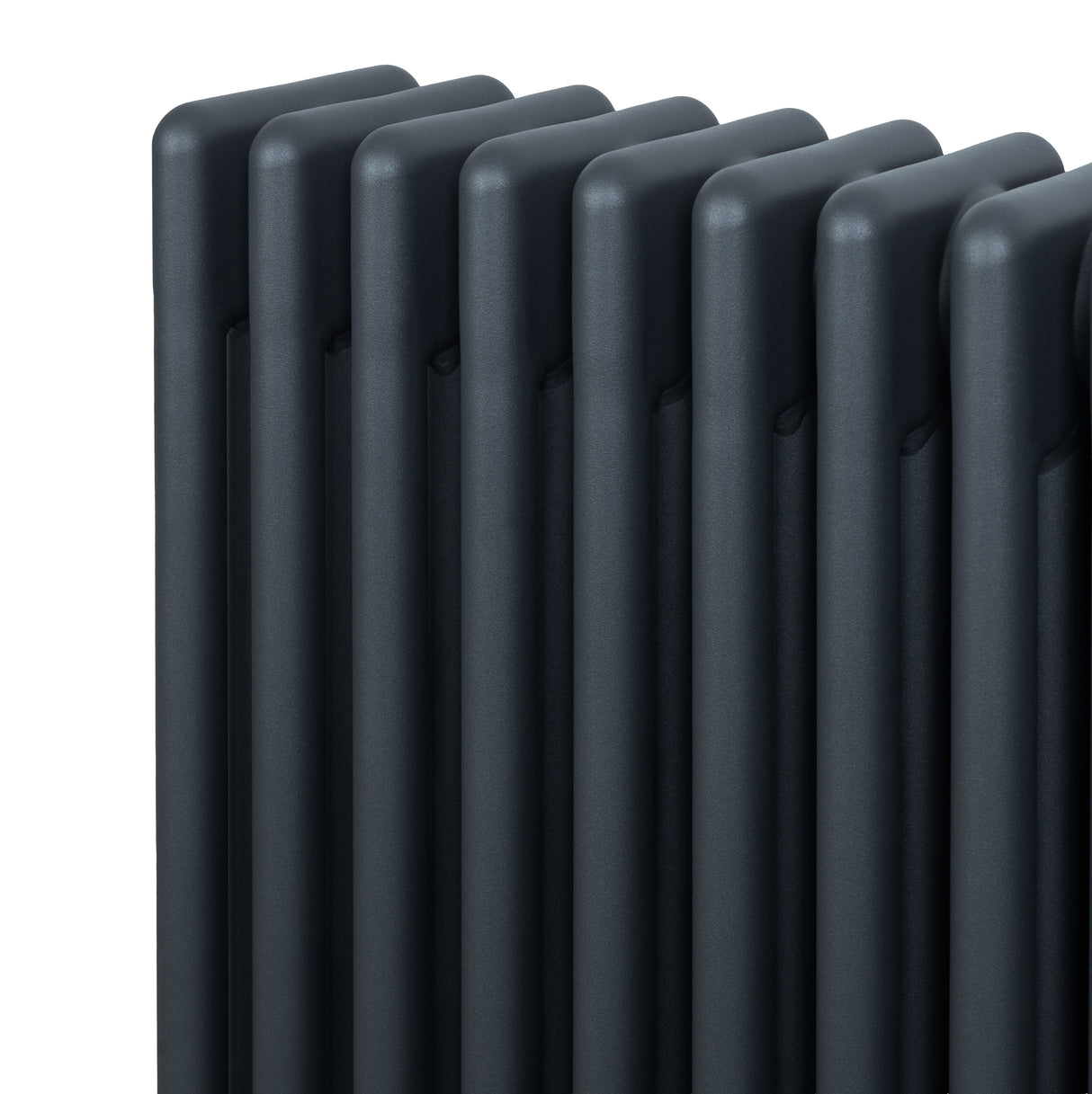 Traditionell 4-kolonnsradiator i antracit, 300 x 1505 mm, med släta, rektangulära sektioner och en modern, stilren design