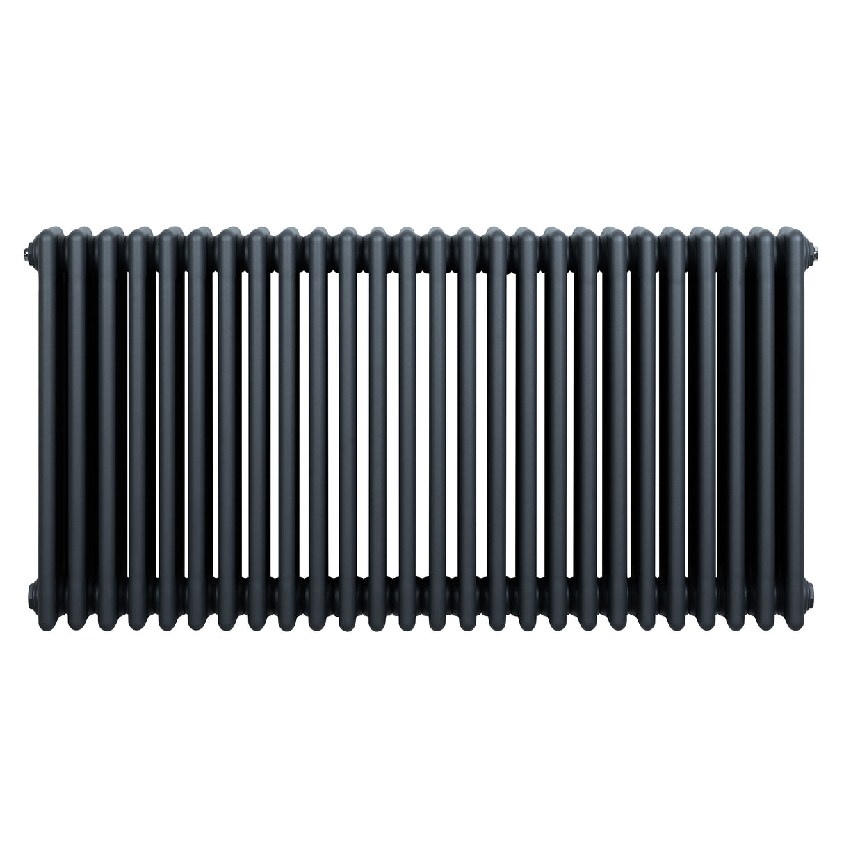 Traditionell 4-kolonnsradiator i antracitgrå, 600 x 1190 mm, med släta, runda sektioner och en elegant, modern design