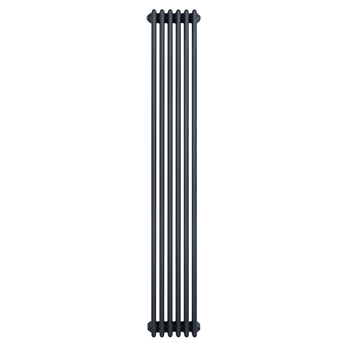 Traditionell 4-kolonnsradiator i antracitgrå, 1800 x 290 mm, med släta ytor och en elegant, avlång design för effektiv värme