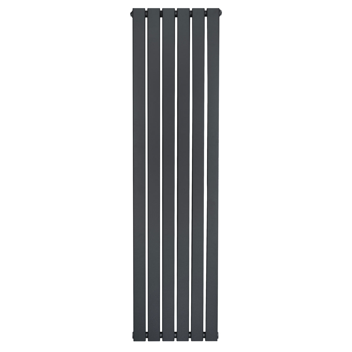 Platt enkelpelarradiator i antracitgrå, 1600 x 420 mm, med släta ytor och moderna, vertikala lameller för effektiv värmefördelning