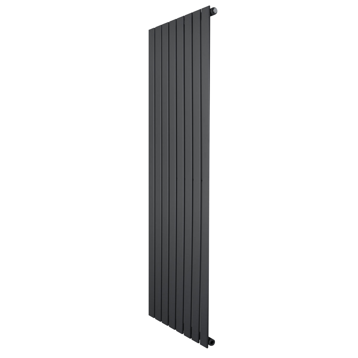 Platt enkelpelarradiator i antracitgrå, 1600 x 560 mm, med släta, vertikala lameller och modern, stilren design