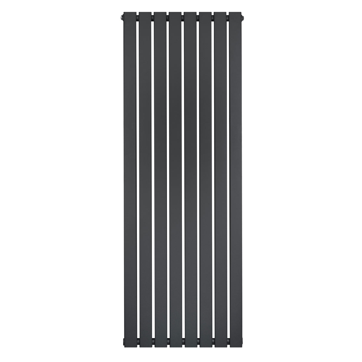 Platt enkelpelarradiator i antracitgrå, 1600 x 560 mm, med släta, vertikala lameller och modern, minimalistisk design