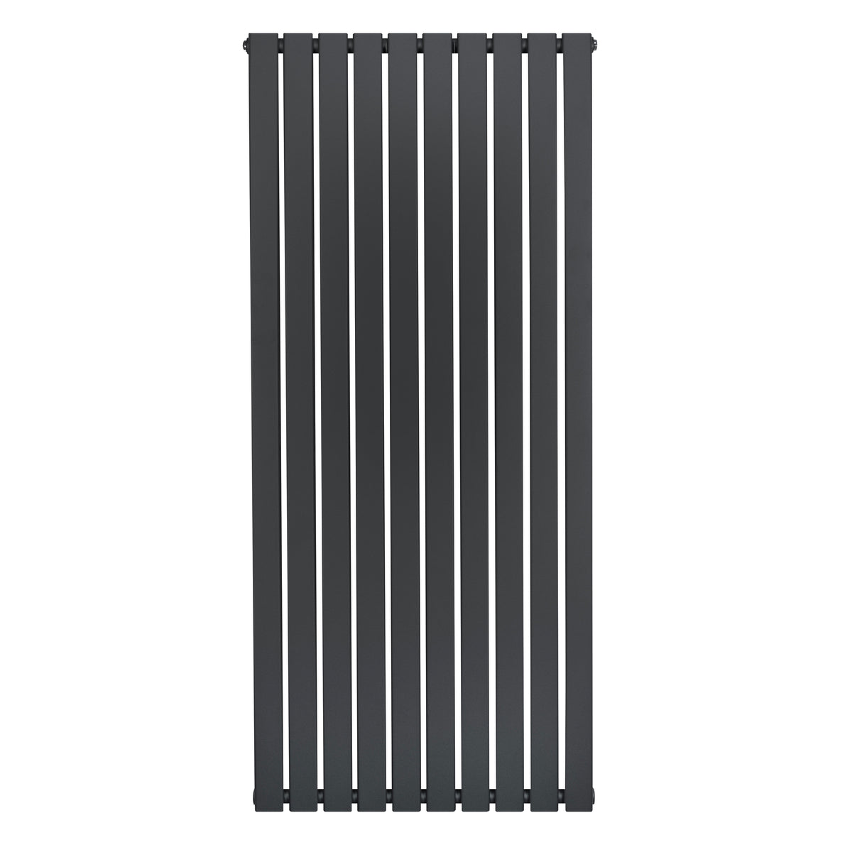 Platt enkelpelarradiator i antracitgrå, 1600 x 700 mm, med släta, vertikala lameller och modern, stilren design
