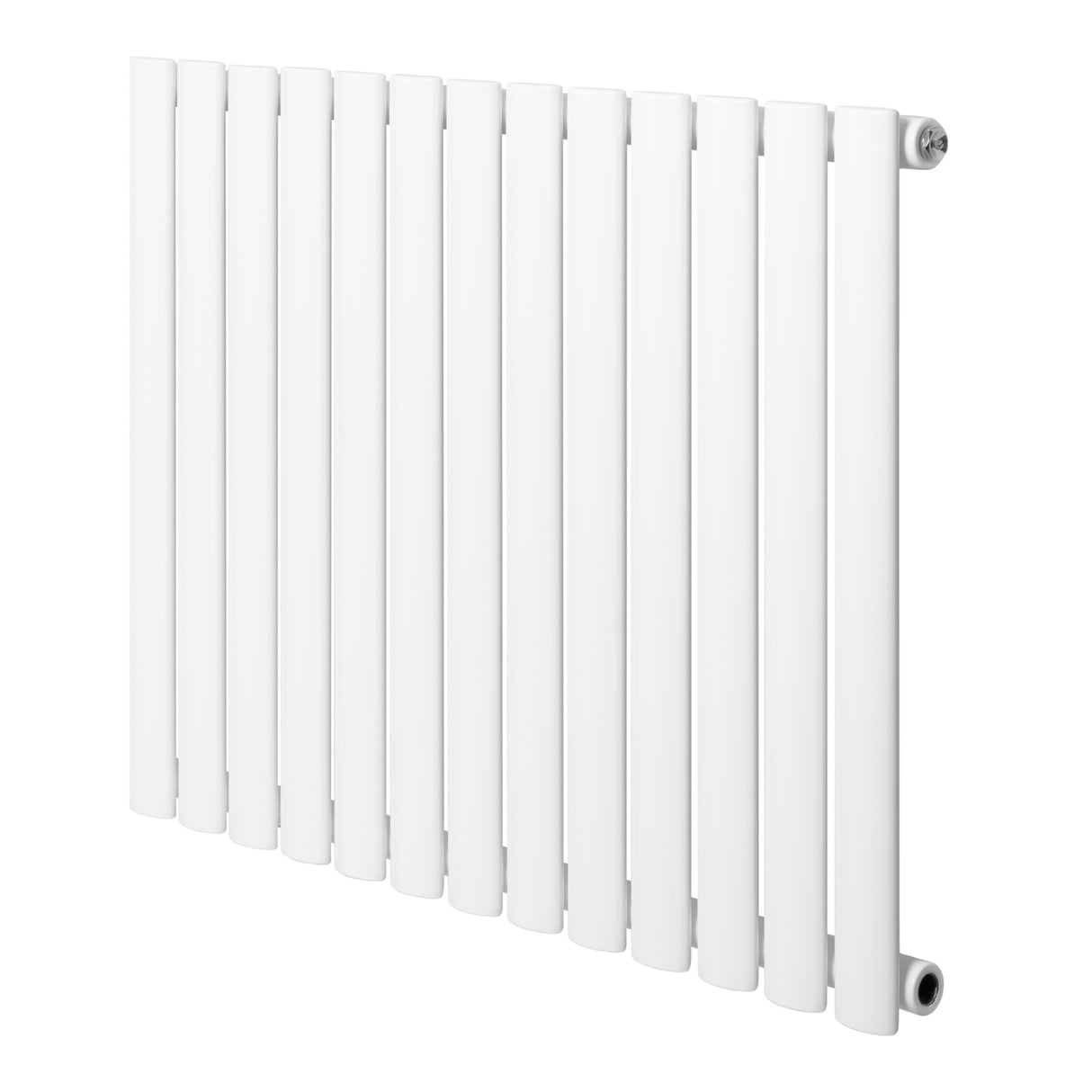 Oval enkelpelarradiator i vit färg, 600 x 780 mm, med släta ytor och en modern design som passar i olika inredningsstilar