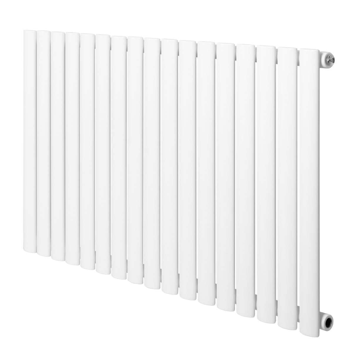 Oval enkelpelarradiator i vit färg, 600 x 1020 mm, med släta, rektangulära sektioner och en modern, minimalistisk design