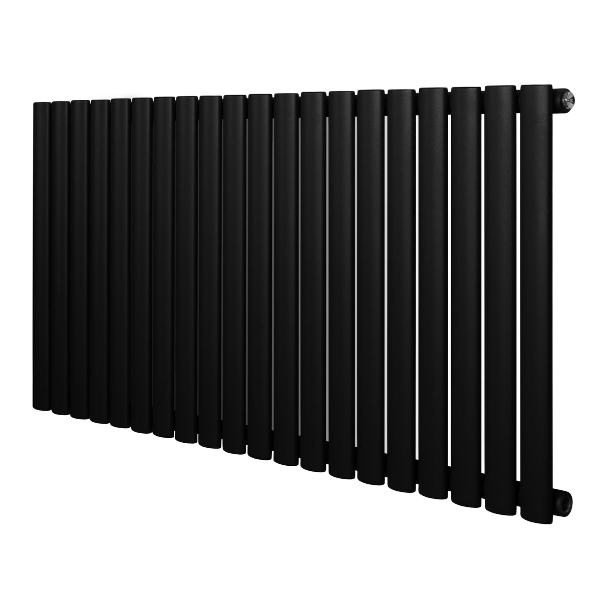 Oval enkelpelarradiator i svart, 600 x 1200 mm, med släta, cylindriska rör och modern design för effektiv uppvärmning