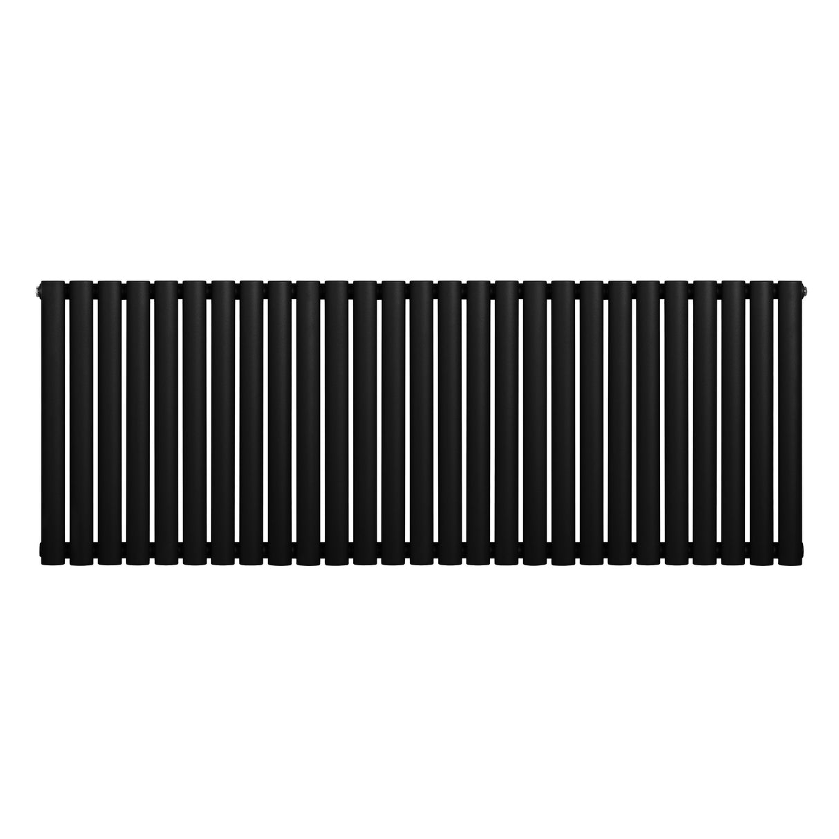 Oval enkelpelarradiator i svart, 600 x 1620 mm, med släta, cylindriska pelare och en modern, minimalistisk design