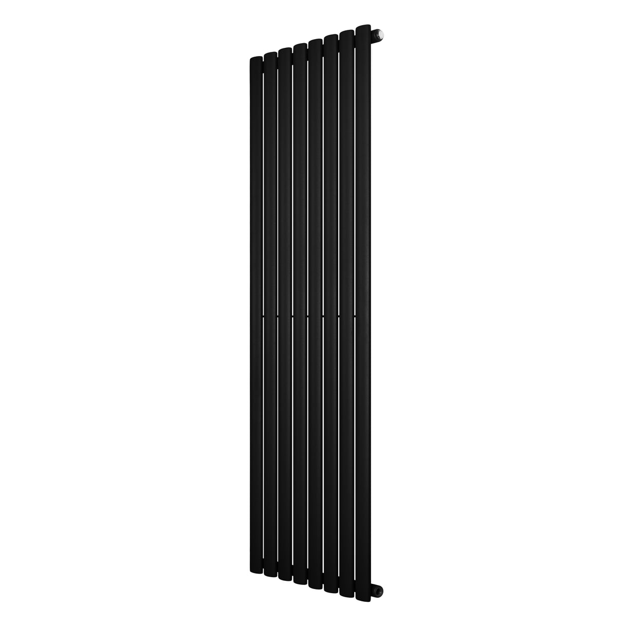 Oval enkelpelarradiator i svart, 1600 x 480 mm, med släta ytor och en modern, stilren design som passar i alla rum
