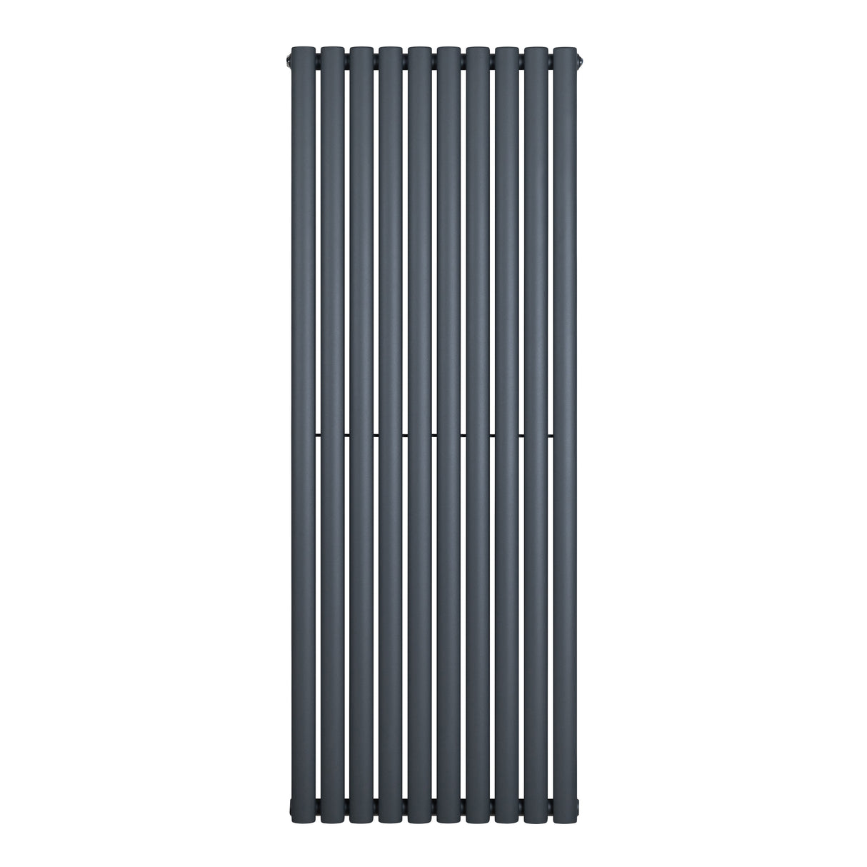 Oval enkelpelarradiator i antracitgrå, 1600 x 600 mm, med släta, vertikala rör och modern, stilren design som passar i alla rum