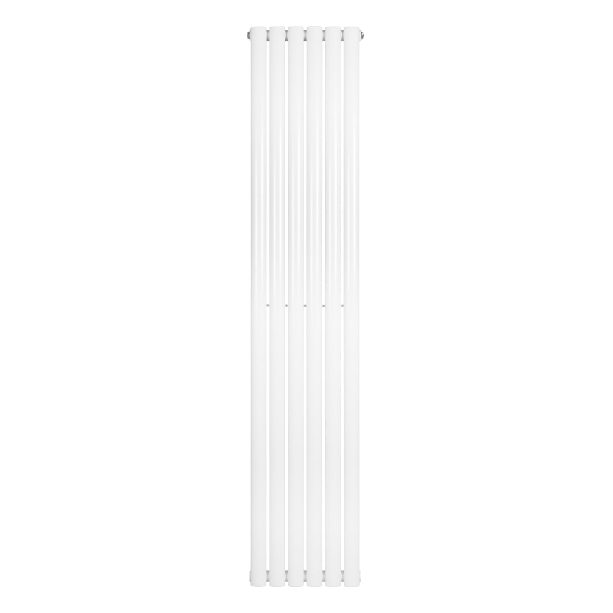 Oval enkelpelarradiator i vit färg, 1800 x 360 mm, med släta ytor och eleganta, avlånga former för modern inredning