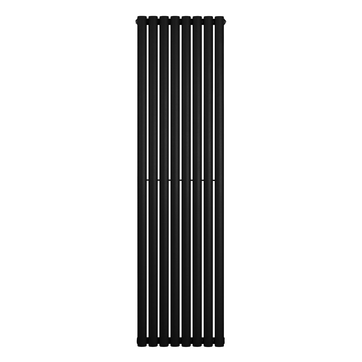 Oval enkelpelarradiator i svart, 1800 x 480 mm, med släta ytor och en modern, minimalistisk design som passar i alla rum